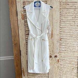 Calvin Klein Collection White Belted Midi Dress